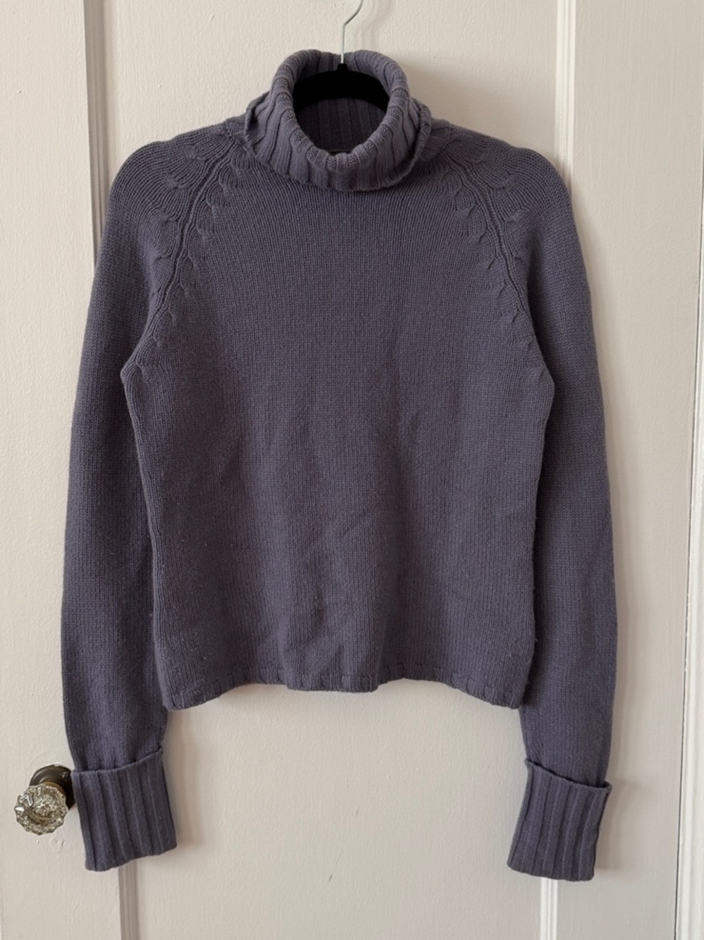 Banana Republic Lavender Purple Cashmere Cable-Trim Turtleneck Sweater